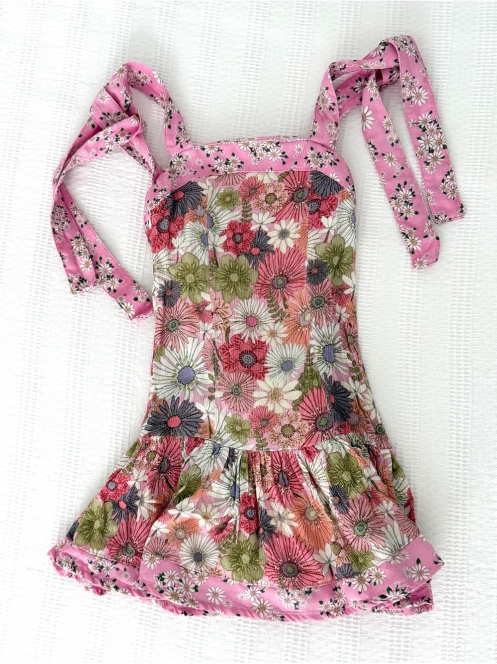 Agua Bendita Pink Floral Dress with White Lining